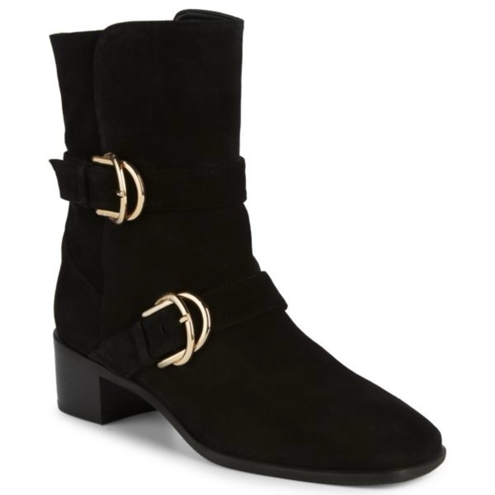 Britain Suede Stack-Heel Booties Ankle boots Stuart Weitzman